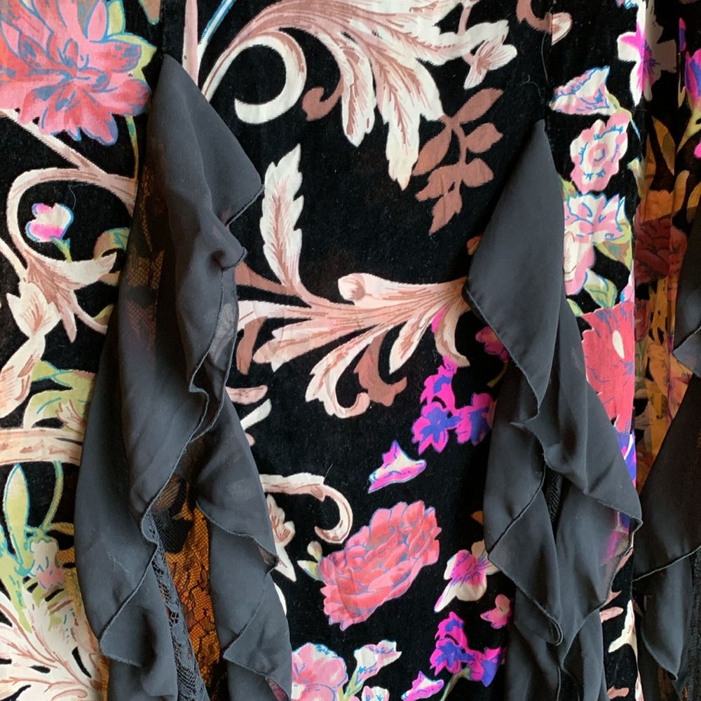 Current Mood Black Floral Maxi Skirt with Pink & Purple Accents - Picture 3 of 7